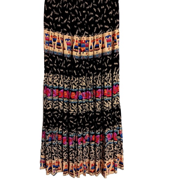 Carole Little Vintage Sz 4 100% Rayon Paris Novelty Maxi Skirt Made In The USA - Picture 5 of 11